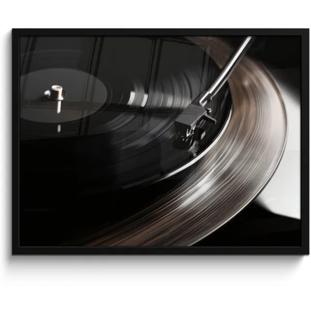 FrameYourWall Poster in lijst - Fotolijst 70x50 cm - Posters - Close-up - Vinylplaat - Platenspeler - Zwart - Posterlijst zwart - Decoratie - Wanddecoratie woonkamer - Muurdecoratie slaapkamer