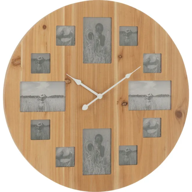 J-Line klok Foto - hout - naturel - Ø 60 cm