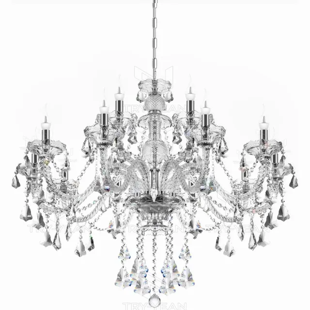 Mrs. Jones Crystal Chandelier - 15 Arm Kristallen Kroonluchter - Clear - Hanglamp - Woonkamerlamp - Moderne lamp - Plafonniere wit