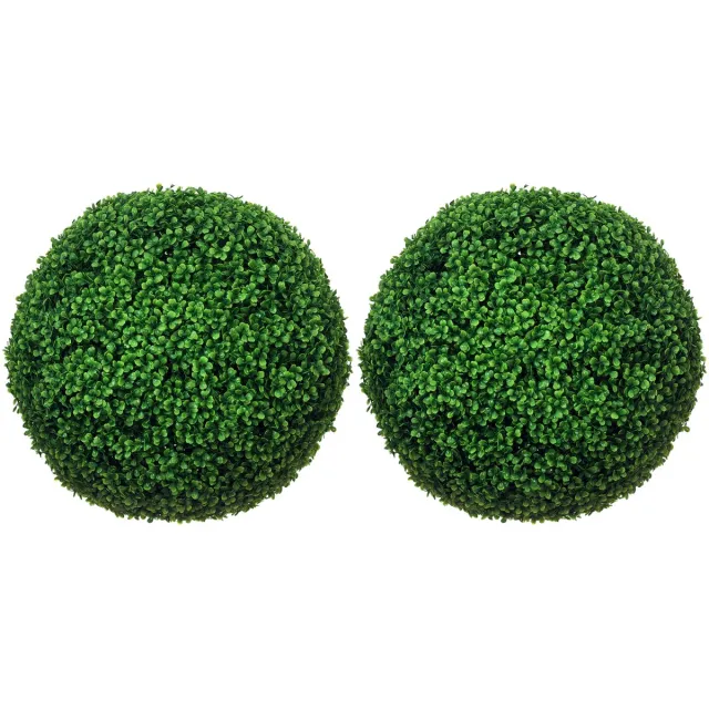 Homcom kunstplant buxusbol set van 2 - Kunstbuxus, decoratieve kunstplant - Groen