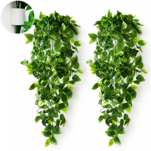 CASA VERDE Hedera Kunst Hangplant-Inclusief muurbevestiging-4 Stuks-110 cm-Nep Planten-Klimop Slinger-Voor Binnen en Buiten Groen