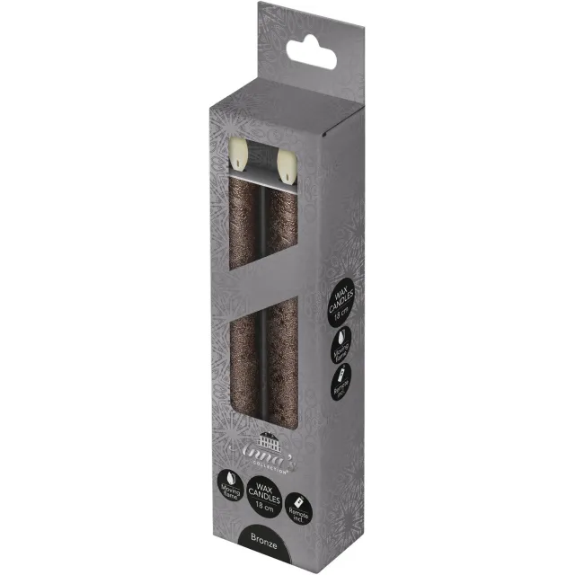 Annas Collection Anna's Collection LED dinerkaars flame effect rustiek 18 cm brons 2 stuks bruin