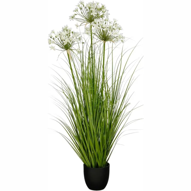 Mica Decorations Allium Ampeloprasum Kunstplant 110 cm - Kunstplant met Witte Bloemen - Decoratie voor Interieur en Tuin - Onderhoudsvriendelijke Plant in Pot - Potdiameter 35 cm