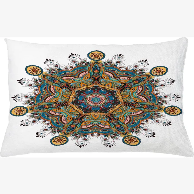 ABAKUHAUS Mandala Kussenhoes, Tribal Paisley Boho Kunst, Dubbelzijdige Digitale Print met Ritssluiting, Kleurecht, Onderhoudsvriendelijk en Wasbaar, 65 x 40 cm, Meerkleurig