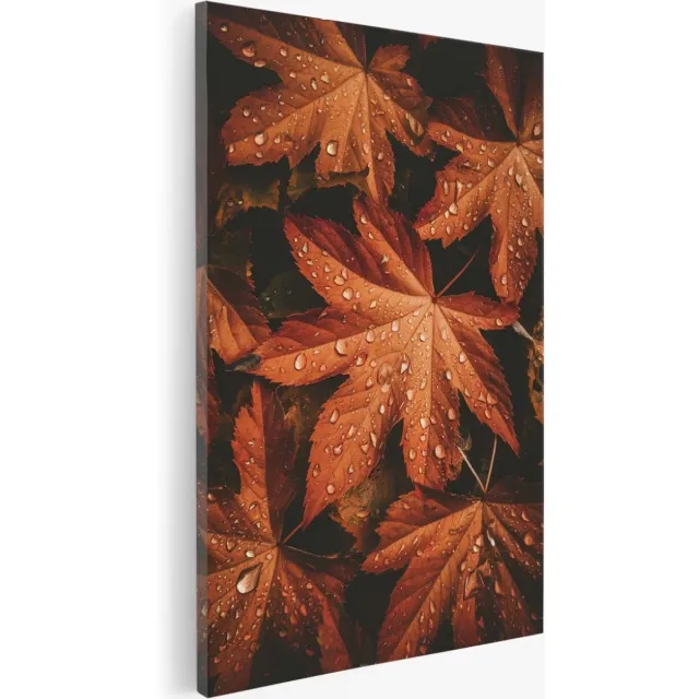 Saammp Canvas Schilderij - bloemen - Oranje Bladeren - 80x120 - Foto op canvas - Wanddecoratie - Muurdecoratie Woonkamer - Kantoor Decoratie Multicolor