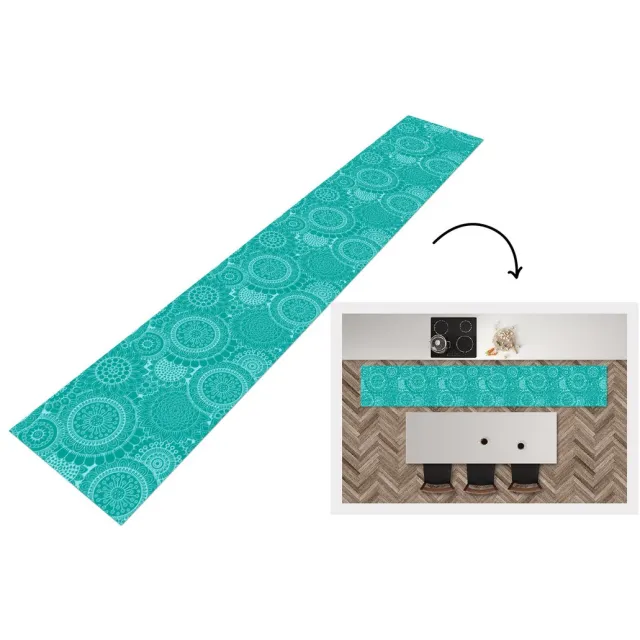KitchenYeah Keukenloper - Loper keuken - Patroon - Zonnebloemen - Mandala - 300x50 cm - Keukenloper vinyl Multicolor