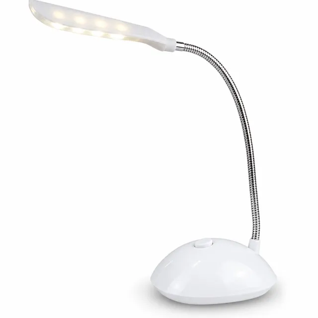 WiseGoods LED Bureaulamp op Batterij - Flexibele Tafellamp en Leeslamp met Zwanenhals - Wit Bureaulampje voor Bureau, Kantoor en Thuis