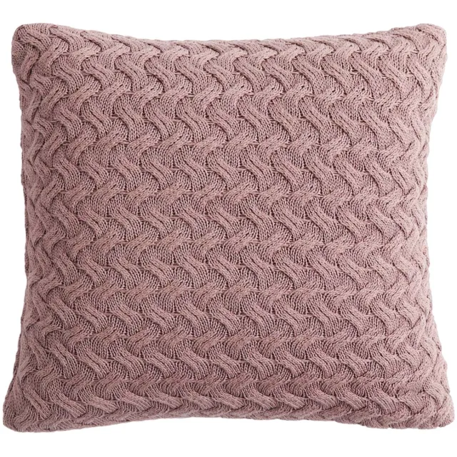 Urbane Hide Criss Cross Gebreide Kussenhoes - 45x45 cm - 100% Katoen - Sierkussenhoes Poederige Mauve - Romantisch Woonaccessoire (Zonder Binnenkussen) Lavendel