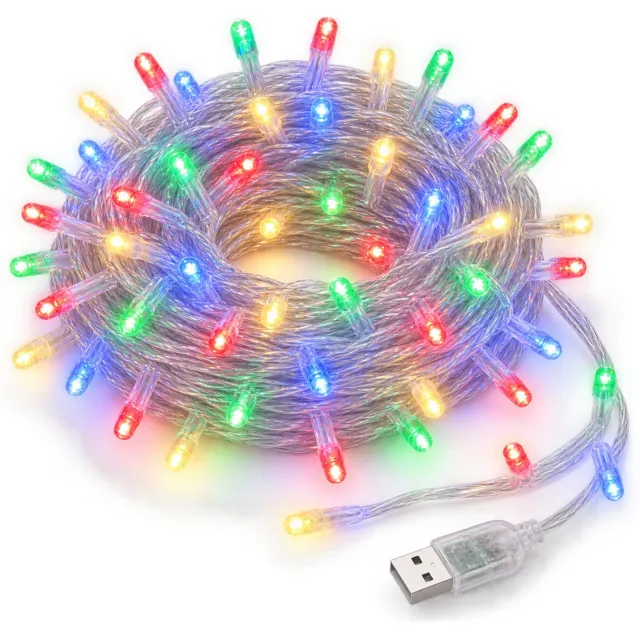 Sorelia led verlichting - kerstverlichting buiten & binnen - kerstboomverlichting - Multicolor licht - 100 Leds - USB aansluiting - 10M