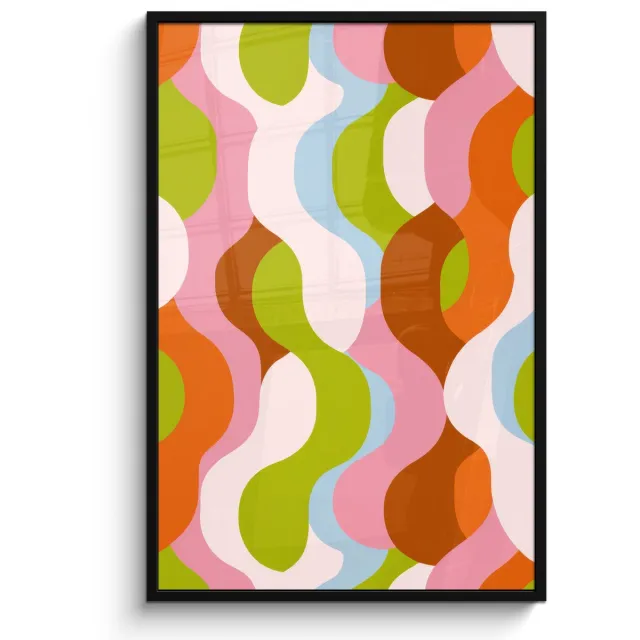 FrameYourWall Poster in lijst - Fotolijst 80x120 cm - Posters - Abstract - Vormen - Roze - Posterlijst zwart - Decoratie - Wanddecoratie woonkamer - Muurdecoratie slaapkamer