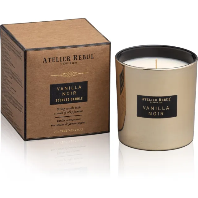 Atelier Rebul Vanilla Noir - Geurkaars (210g) - 45 Branduren - Zoete Geur - Sojawas goud