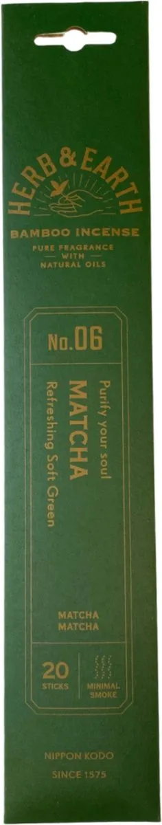 Nippon Kodo herb en earth - matcha wierook stokjes - 1 pakje 20 stokjes