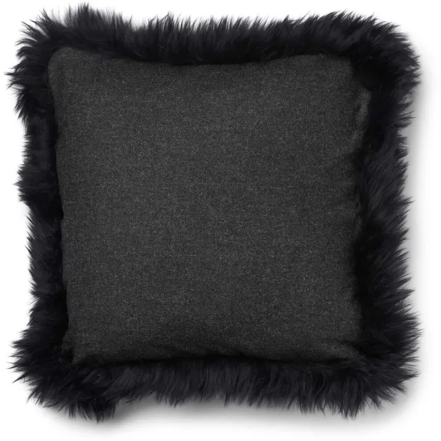 Sheepskin House Wollen Kussen - LW rand - 52x52 cm Charcoal/Black