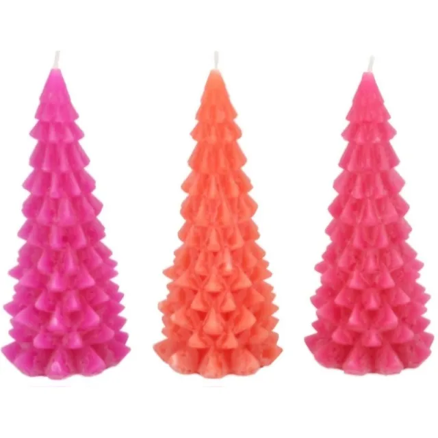 Daan kromhout Kerstboomkaarsjes - set van 3 - fuchsia mix - 6x12cm