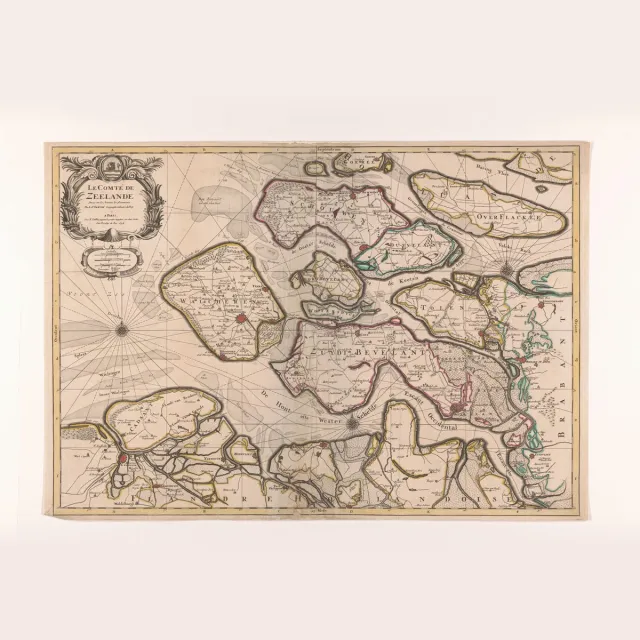 Esque Poster Historische Oude Kaart Zeeland - Plattegrond - Middelburg & Vlissingen - 50x70 cm Losse Poster