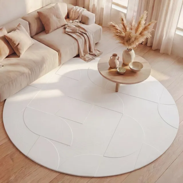 Fraai Rond Scandinavisch vloerkleed - Charm Circles Wit - Ø 200cm