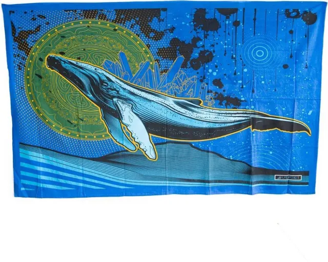 Spiru Authentiek Wandkleed Katoen Walvis (215 x 135 cm) Blauw