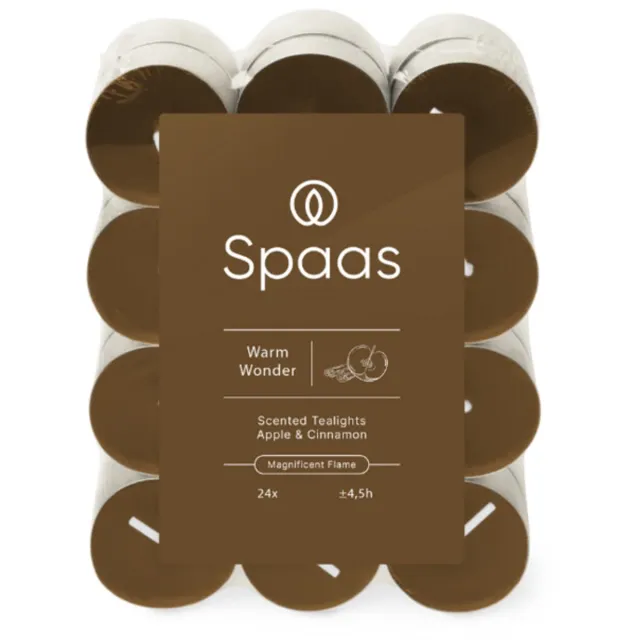 Spaas Geurtheelichten Appel en Kaneel ± 4,5 branduren 24 stuks wit