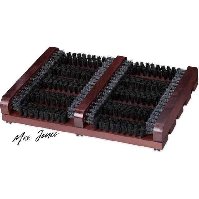 Mrs. Jones Antislip Stevige PVC Borstels voetenveger voor Buiten & Binnen - Hout Borstelmat Schoenenborstel Bruin/Zwart . multi-color