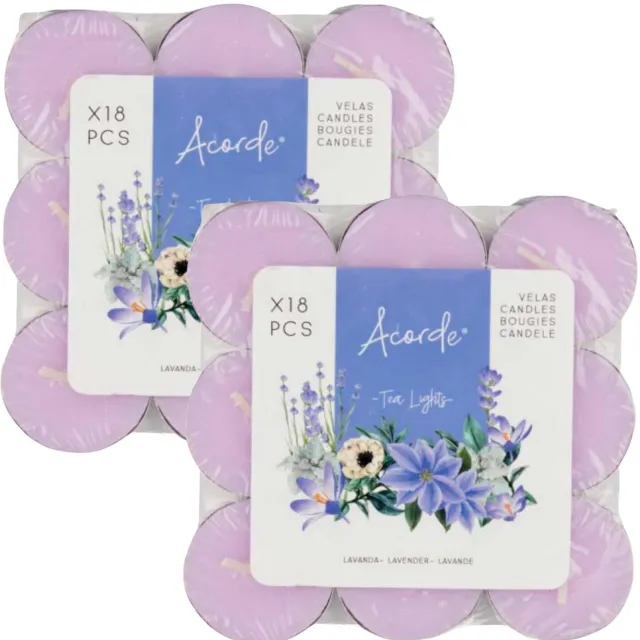 Atmosphera Acorde theelichtjes - lavendel geur - 36x - paars - waxinelichtjes/geurkaarsen - 3 branduren Lavender paars