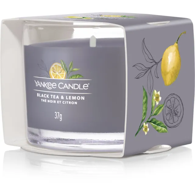 Yankee Candle Geurkaars Filled Votive Black Tea & Lemon - 4 cm / ø 5 cm Grijs