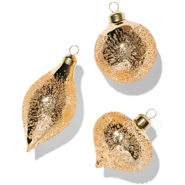 HEMA Kerstballen glas goud - 3 stuks (goud)