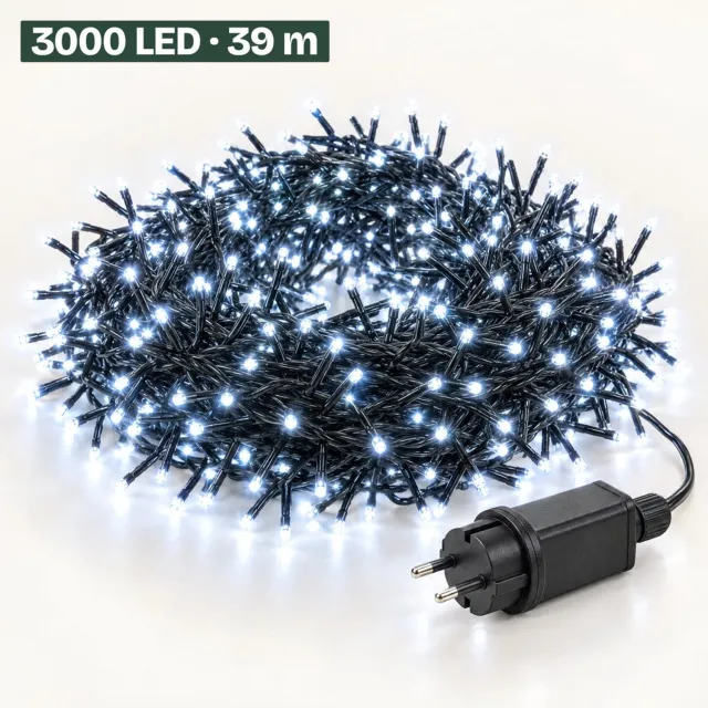 Levano Kerstboomverlichting 3000 LED 39 m Wit - Kerstverlichting Binnen en Buiten - Clusterverlichting - Kerstlampjes - Kerstboom Lampjes - Kerstversiering - Kerstlichtjes - Treecluster - Sfeerverlichting - LED Lichtsnoer - Timer - IP44