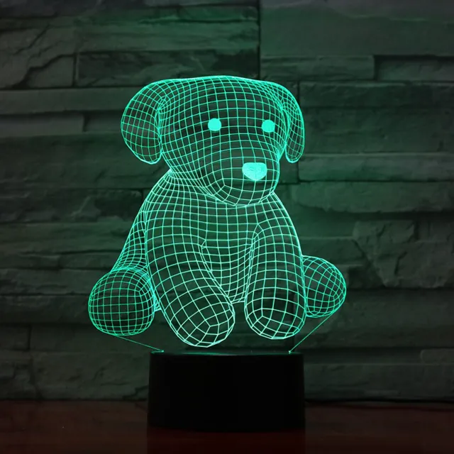 MC Living 3D Led Lamp Met Gravering - RGB 7 Kleuren - Teddybeer