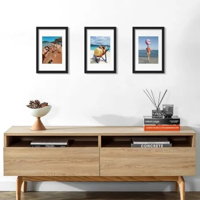 PromoHome Fotolijstenset Zwart 3-delig 20x30 cm - Moderne wanddecoratie