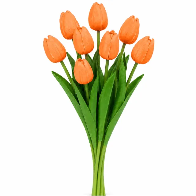 Purepeak Nep Tulpen Boeket 8 Stuks - Kunstbloemen - Nepbloemen voor Binnen en Buiten - Oranje