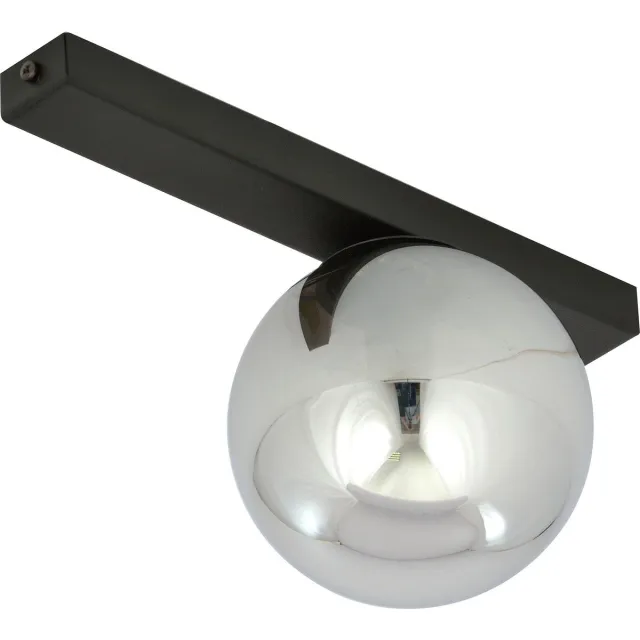 Emibig Aalborg mooie zwarte plafondlamp met gerookte bol E14 - Perfecte verlichting voor elke ruimte Zwartachtig