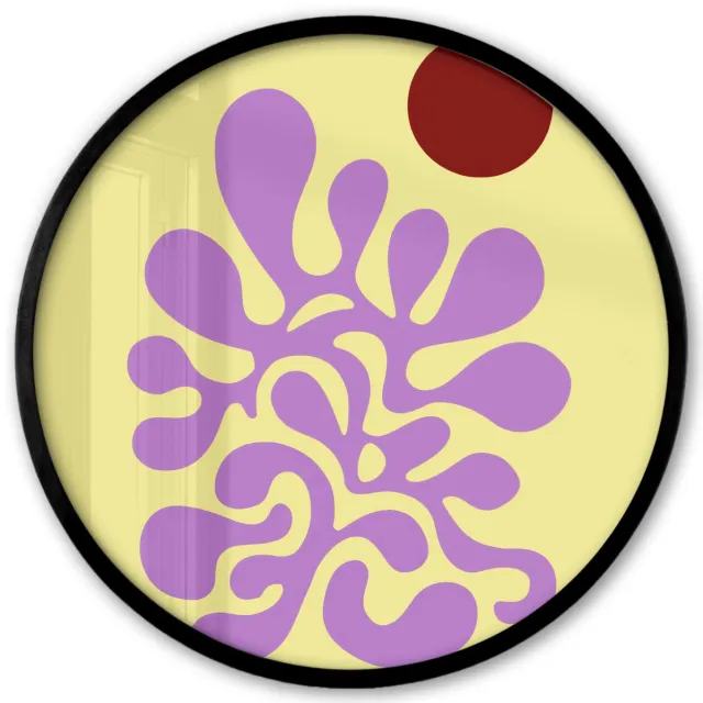 FrameYourWall Poster in lijst Rond - Fotolijst 40x40 cm - Posters - Koraal - Cirkel - Abstract - Geel - Ronde posterlijst zwart - Decoratie - Wanddecoratie woonkamer - Muurdecoratie slaapkamer