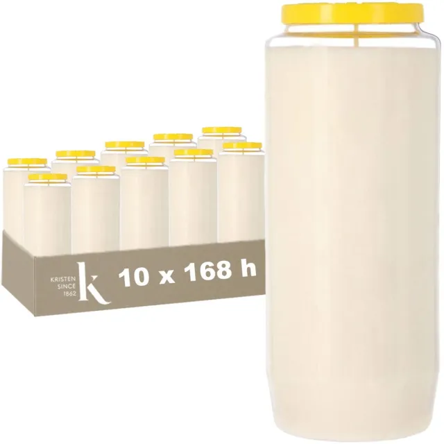 Kristen Kaars 7 Dagen Wit – Kaarsen – 10 Stuks – Herdenkingslicht – Grafkaars – Brandduur 168 Uur – Voor Binnen en Buiten