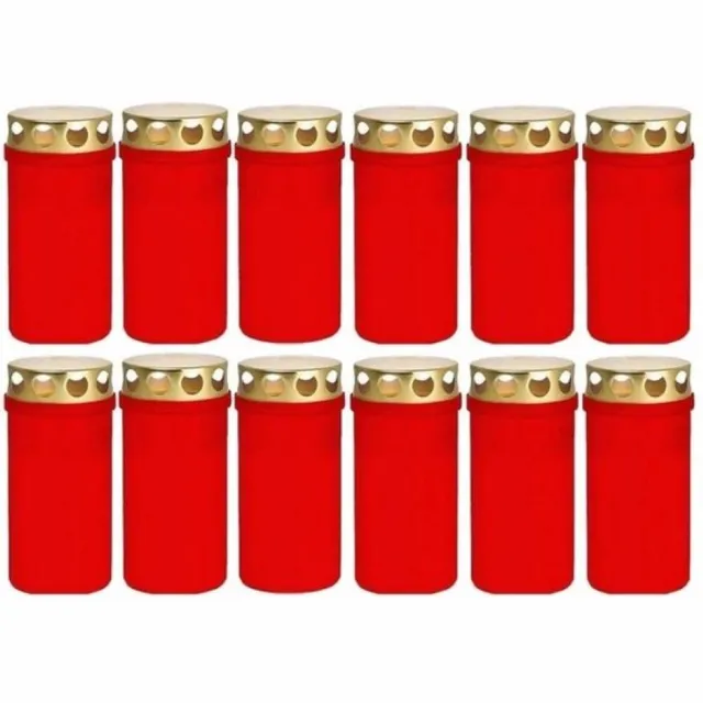 Bouwman Grafkaarsen koper deksel 3dg. rood 6 stuks