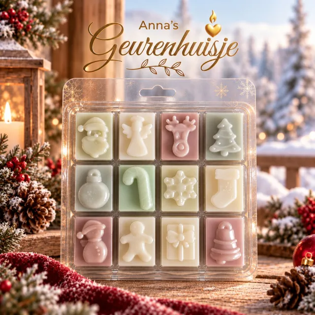 Anna's Geurenhuisje Adventskalender - Waxmelts - Kerstgeuren - 12 days until Christmis - geur kaars - Aftelkalender - Kerst - Kerstcadeau - Geur voor in huis Beige