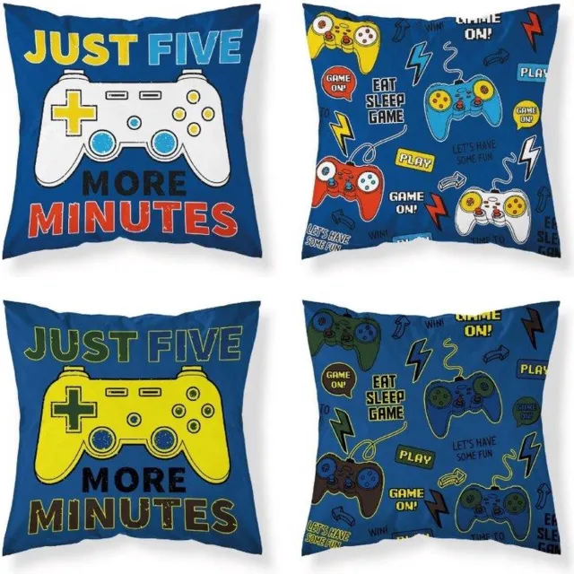 Holland Young Sierkussenhoes Gamer - 40x40 cm - glow in the dark - exclusief vulling Blauw