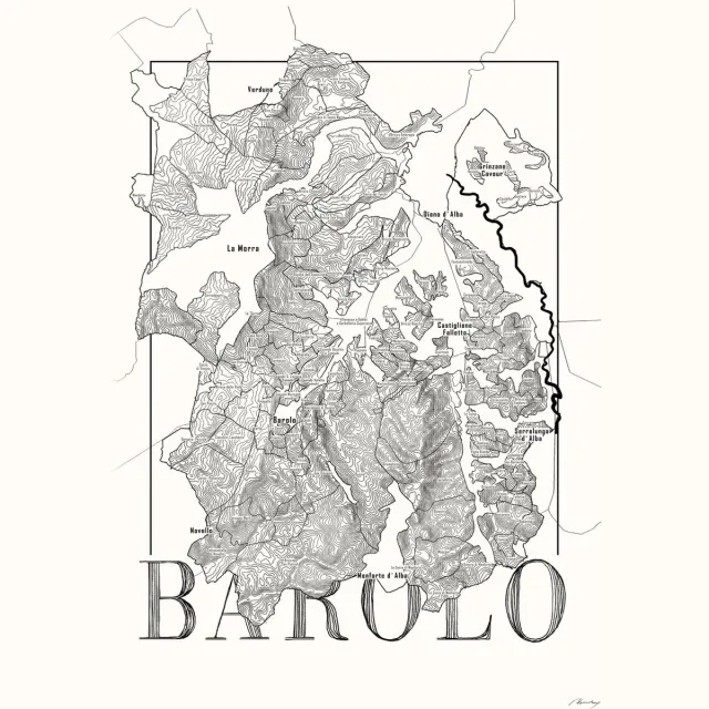 Brushery Poster zwart wit - wijnkaart Barolo - wijnliefhebber - 50 x 70 cm