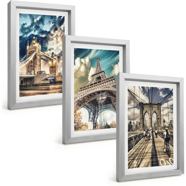 TULUP 4-Delige Schilderij Set - Bruggen en torens in Europese steden - 20 x 30 cm - Muurdecoratie - Wanddecoratie - Slaapkamer - Decoratieve Schilderijen Zilveren lijst