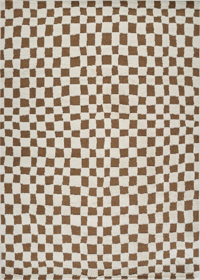 Surya Irina vloerkleed modern scandinavisch ruitpatroon bruin ivoor