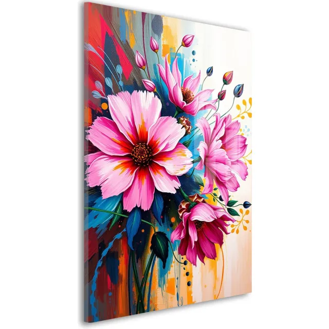 De Online Drukwinkel Glasschilderij @Kleurexplosie Bloesem - 120 x 80 cm - Bloemen - Bloemen en Planten;Kunst - Acrylaat - Inclusief wandbevestiging - Foto op plexiglas - Wanddecoratie woonkamer – Modern – Modern roze
