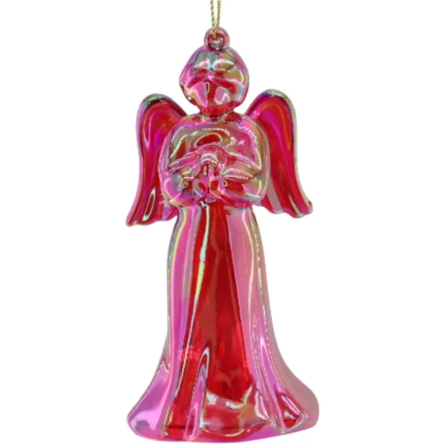 Housevitamin Rode Engel Kersthanger – Acryl Kerstboomversiering – Rode Glitter Engel Ornament – Breukvrije Kerstdecoratie – 6×5,5×11 cm Rood