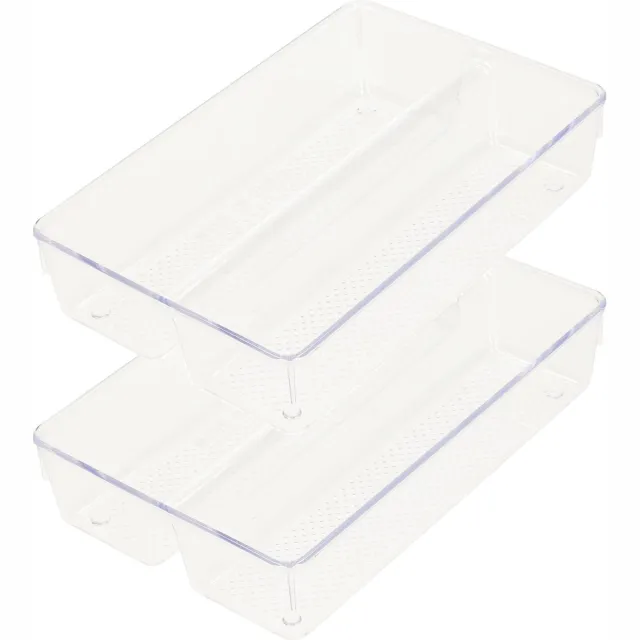 PLASTICFORTE Lade organizer Skuff - 2x - transparant - kunststof - 23 x 15 x 5 cm - modulair - ladeverdeler