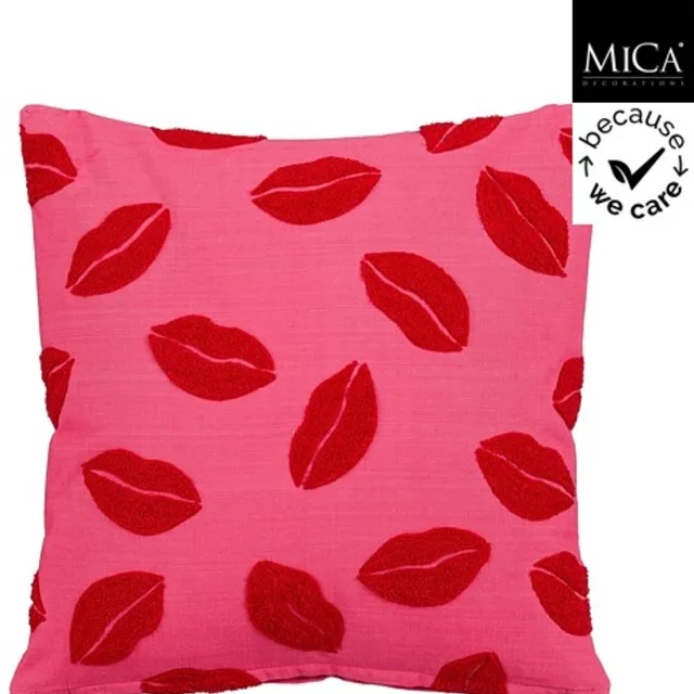 Mica Decorations Kussen Lippen Roze - 45 x 45 x 10cm