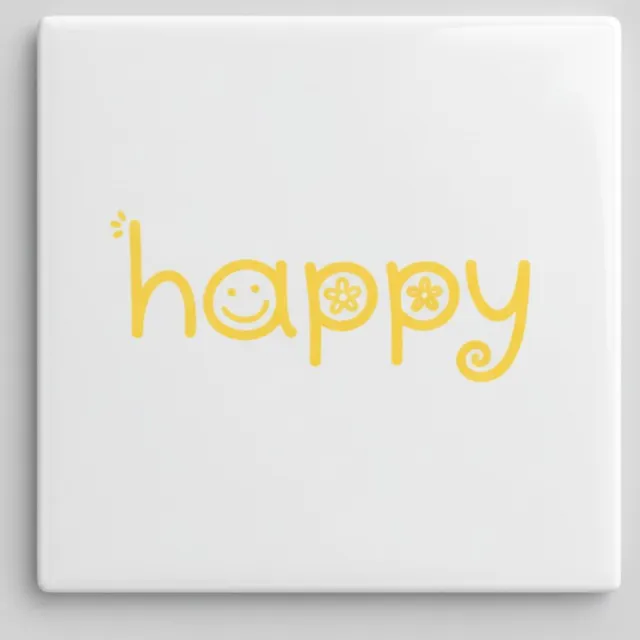 Nevolis Happy Tegel 15×15 cm – Minimalistisch Geel Smiley Design Keramische Wandtegel – Positief Aesthetic Home Decor Cadeau Multi Color