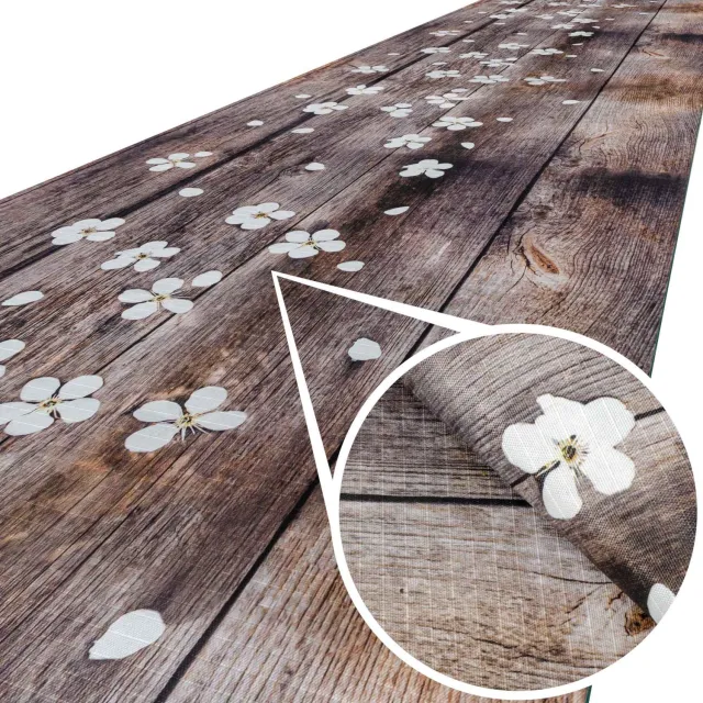 ANRO Keukenloper Lente Bloesem op Hout Bruin 100x52cm – Antislip Gangloper Tapijtloper 3 mm