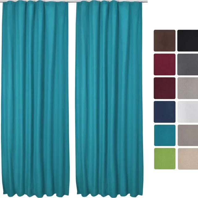 Beautissu Amelie TK - Set van 2 Isolerende Gordijnen met Plooiband - Thermische Gordijnen Kant en Klaar Verduisterend 140x245cm Turquoise - Koude Bescherming & Warmte Isolerend