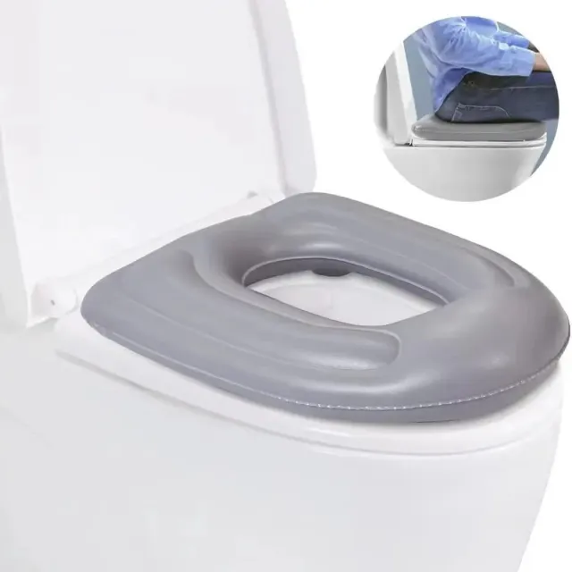 WiseGoods Premium Opblaasbaar Zitkussen WC - Ergonomisch Ringkussen Voor Rug & Zitcomfort - Kussen Voor Toilet En Stoel - Grijs