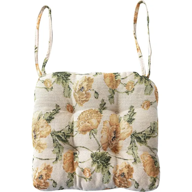 OEMG Stoelkussens met bloemenprint in landelijke stijl met strikjes, U-vormig, zacht en comfortabel, antislip zitkussens voor eetkamer- en keukenstoelen (Bloemen D, 40 x 40 cm)