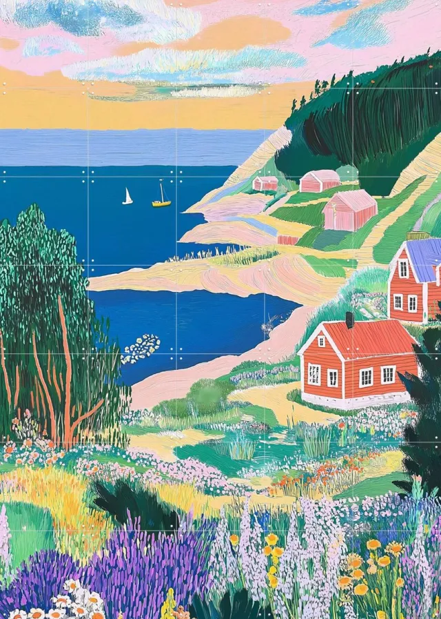 IXXI Scandinavian Silence, Artclaud - 100 x 140 cm - Grote wanddecoratie en posters - Schilderijen, Illustraties, Kleurrijk, Woonkamer, Studeerkamer Blauw