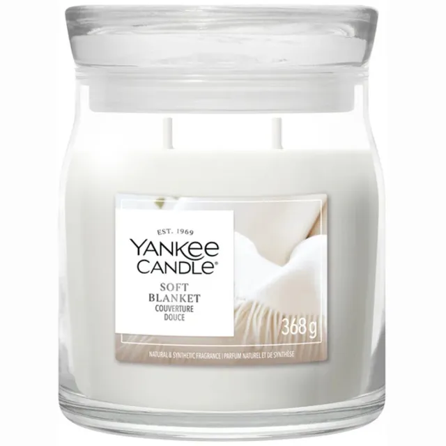 Yankee Candle Soft Blanket Medium Geurkaars - 50 branduren - 2 lonten Wit